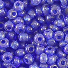 Glass seed beads 6/0 (4mm) Transparent royal blue